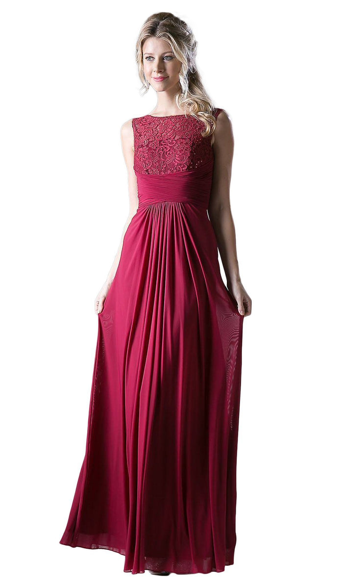 Sleeveless Embellished Lace Bateau Sheath Dress