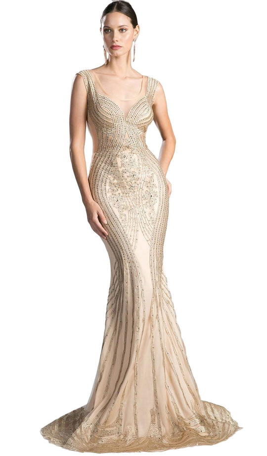 Bead Embellished Fitted Mermaid Evening Dress