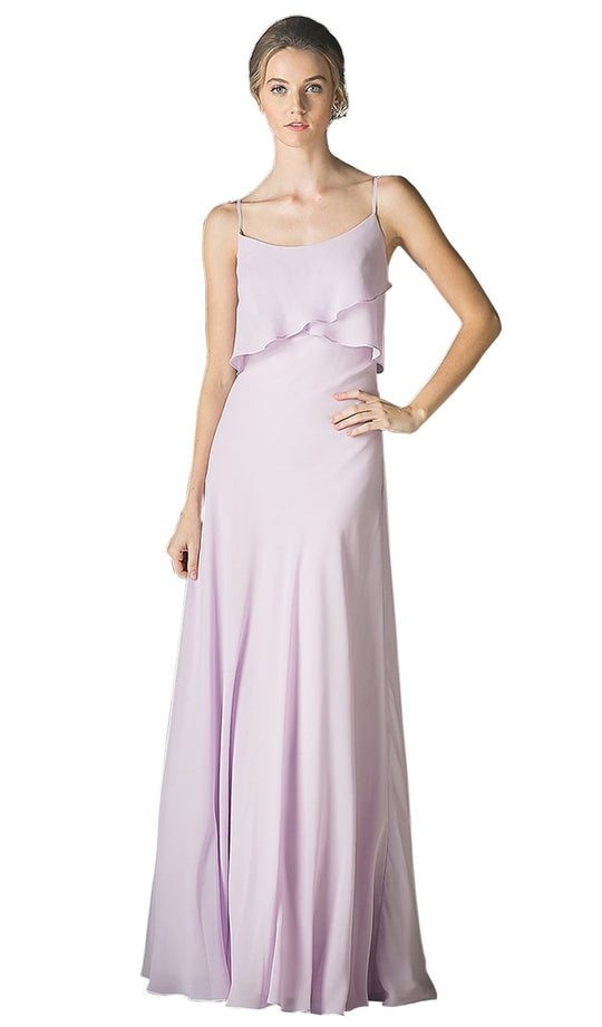 Sleeveless Surplice Ruffled Bodice A-Line Long Formal Dress