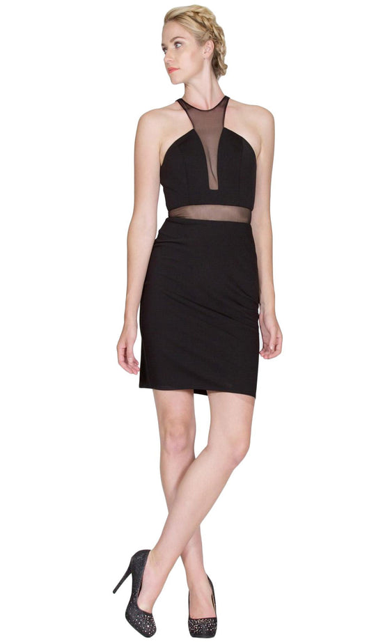 Cinderella Divine - Mock Two Piece Illusion Halter Sheath Dress