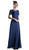 Cinderella Divine - Short Sleeve Lace Bodice Mock Two-Piece Dress in Blue