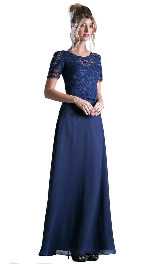 Short Sleeve Lace Bodice Mock Two-Piece Dress