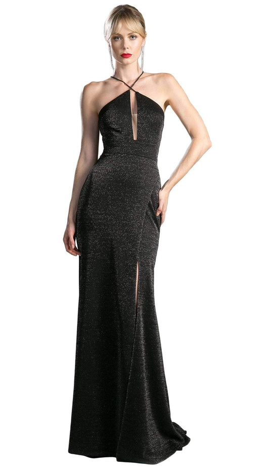 Shimmer Halter Neck Sheath Evening Dress