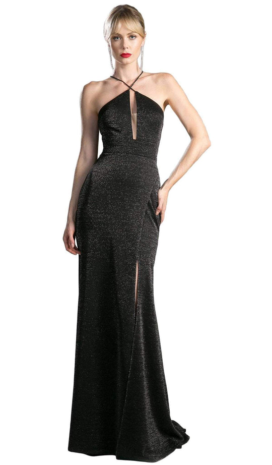 Cinderella Divine - Shimmer Halter Neck Sheath Evening Dress