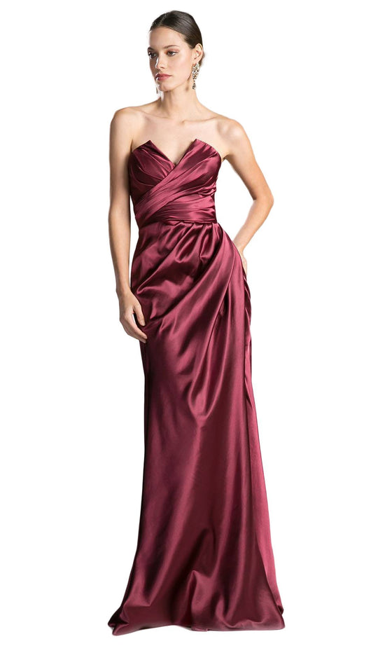 Strapless Ruched V-neck Sheath Dress