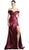 Cinderella Divine - CF297 Pleated Vneck Satin A-line Evening Dress With Slit