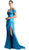 Cinderella Divine - CF297 Pleated Vneck Satin A-line Evening Dress With Slit