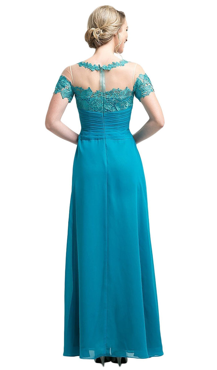 Lace Illusion Bateau Pleated Sheath Dress