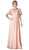 Rosette Accented Ruched V-neck A-line Dress