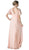 Cinderella Divine - Rosette Accented Ruched V-neck A-line Dress in Pink
