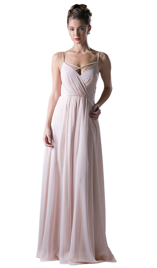 Cinderella Divine - Embellished Strappy Ruched A-line Dress
