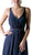 Cinderella Divine - Embellished Ruched V-neck A-line Dress in Blue