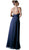 Cinderella Divine - Embellished Ruched V-neck A-line Dress in Blue