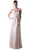 Cinderella Divine - Embellished Ruched V-neck A-line Dress in Neutral
