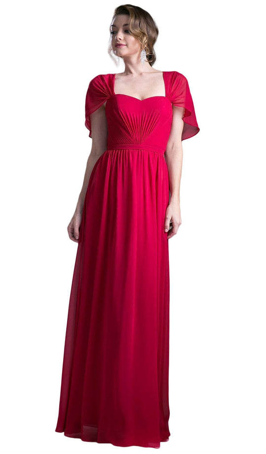 Ruched Semi-Sweetheart Dress With Cape Detail
