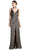 Ruched V-neck Shimmer Fabric Sheath Dress