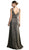 Cinderella Divine - Ruched V-neck Shimmer Fabric Sheath Dress