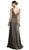 Ruched V-neck Shimmer Fabric Sheath Dress