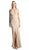 Cinderella Divine - Ruched V-neck Shimmer Fabric Sheath Dress