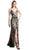 Cinderella Divine - Sequined Deep V-neck Sheath Prom Dress With Slit