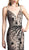 Cinderella Divine - Sequined Deep V-neck Sheath Prom Dress With Slit