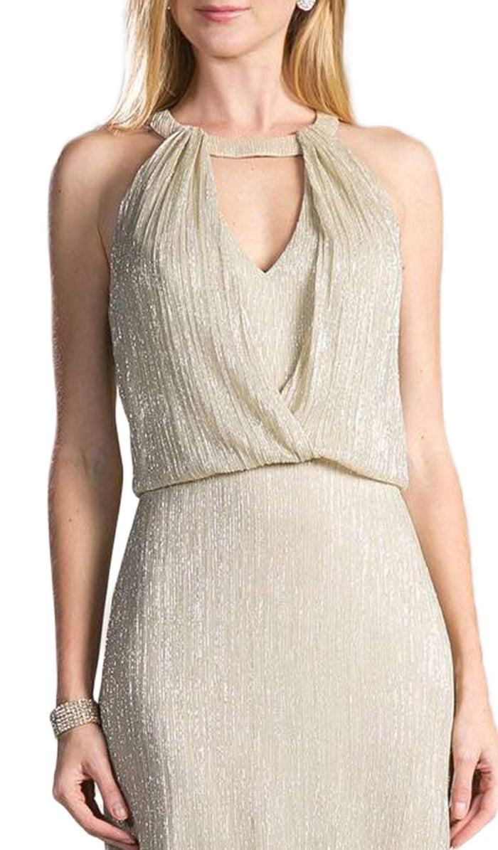 Sleeveless Halter Neck Blouson Sheath Dress