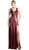 Cinderella Divine - Fitted V Neck Evening Dress with Slit