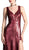 Cinderella Divine - Fitted V Neck Evening Dress with Slit