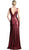 Cinderella Divine - Fitted V Neck Evening Dress with Slit