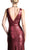 Cinderella Divine - Fitted V Neck Evening Dress with Slit