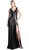 Cinderella Divine - Fitted V Neck Evening Dress with Slit