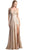 Cinderella Divine - Fitted V Neck Evening Dress with Slit