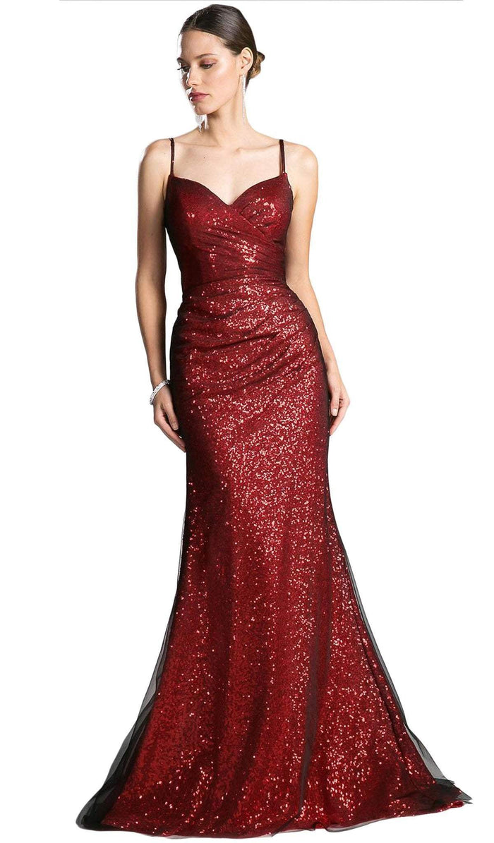 Sequined Fitted Sweetheart Evening Dress