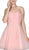 Cinderella Divine - Embellished Illusion V-neck Pleated Cocktail Dress