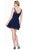 Cinderella Divine - Embellished Illusion V-neck Pleated Cocktail Dress
