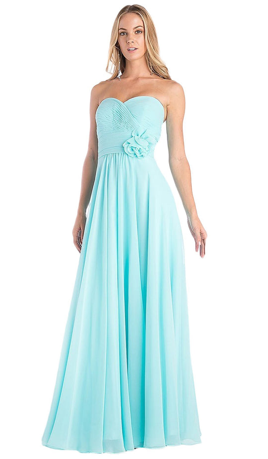 Rosette Pleated Sweetheart Chiffon A-line Dress