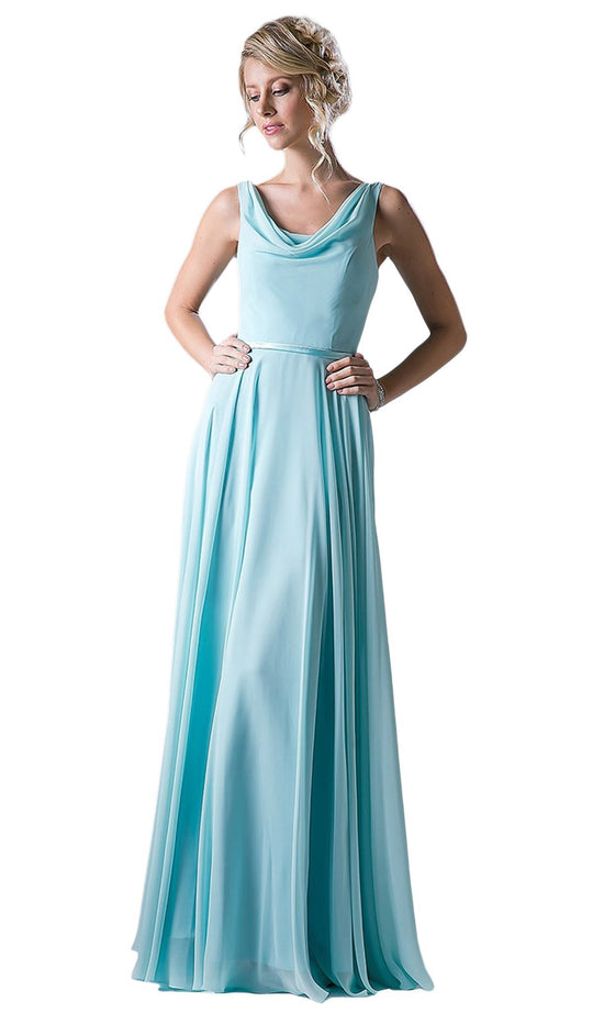 Sleeveless Cowl Neck Draping Chiffon Gown