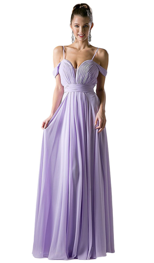Shirred Plunging Sweetheart Chiffon Gown