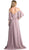 Cinderella Divine - Cold Shoulders Flutter Sleeve Evening Dress CJ267 In Pink