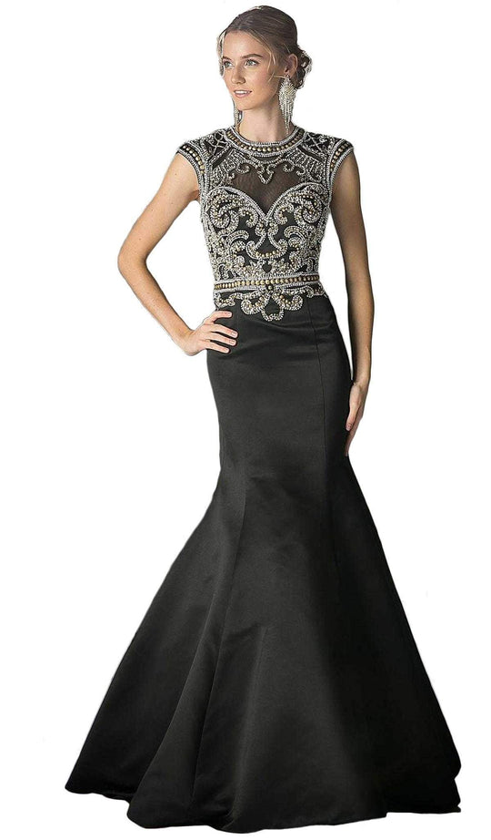 Cinderella Divine - CK21 Embellished Fitted Mermaid Evening Gown in Black