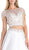 Cinderella Divine - Lace Cap Sleeve Two-Piece Satin A-line Evening Gown in White