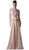 Cinderella Divine - CR772 Long Sleeve Embellished Peplum A-line Evening Gown in Neutral