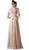 Cinderella Divine - CR772 Long Sleeve Embellished Peplum A-line Evening Gown in Neutral