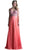 Strappy Beaded Plunging Chiffon Evening Dress
