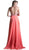 Cinderella Divine - Strappy Beaded Plunging Chiffon Evening Dress