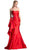 Cinderella Divine - Strapless Side Embellished Mermaid Evening Gown in Red