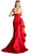 Cinderella Divine - Strapless Side Embellished Mermaid Evening Gown in Red