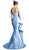 Cinderella Divine - Strapless Side Embellished Mermaid Evening Gown in Blue