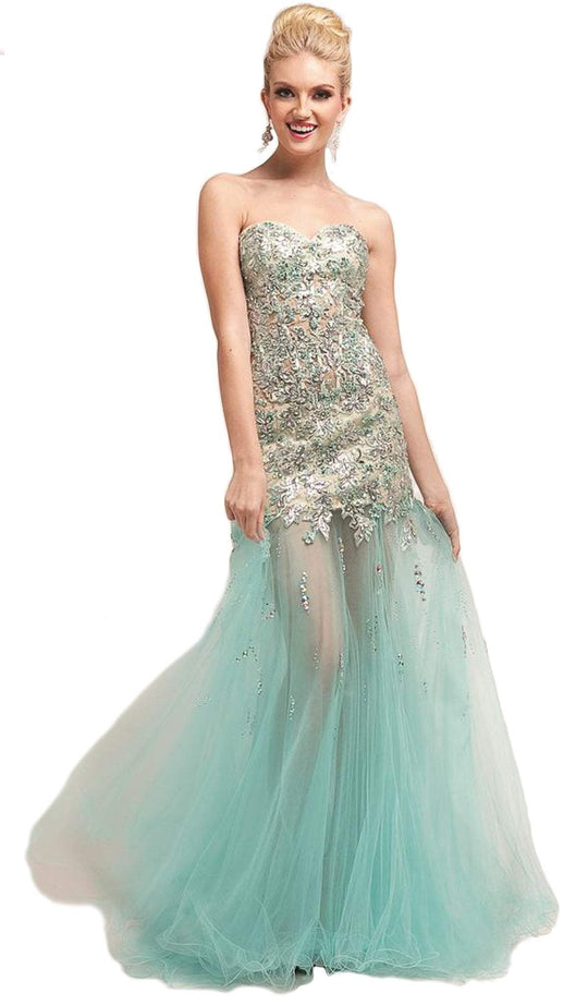 Cinderella Divine - Strapless Embellished Trumpet Evening Gown