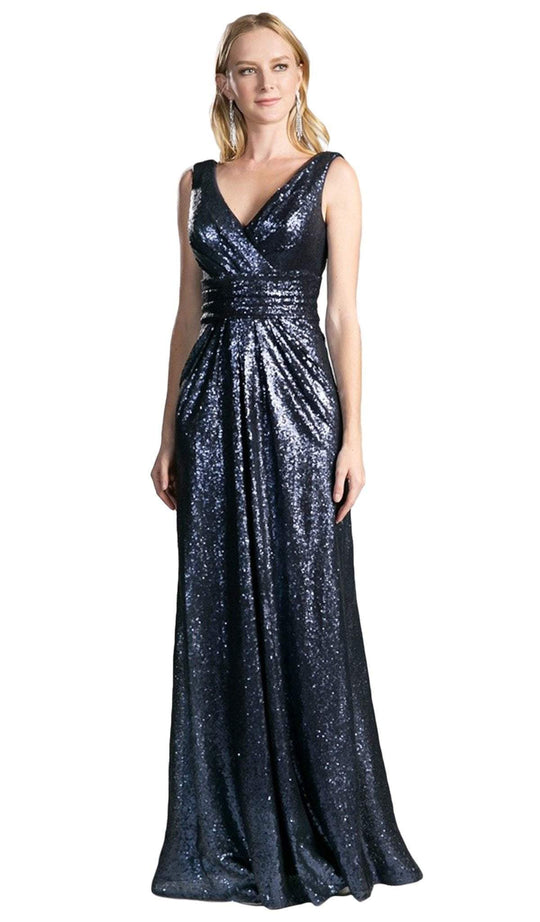 Cinderella Divine - Surplice Bodice Draping Sequined Gown
